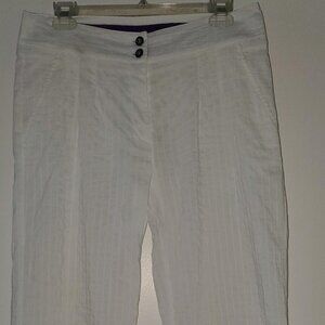 EMPORIO ARMANI WHITE STRIPED PLEATED TROUSER PANTS 8